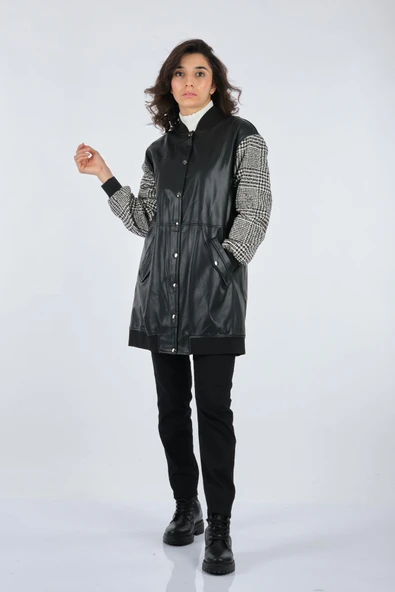 Seleste Oversize Midi Deri Kaban - Minimalist & Şık ürün görseli 1