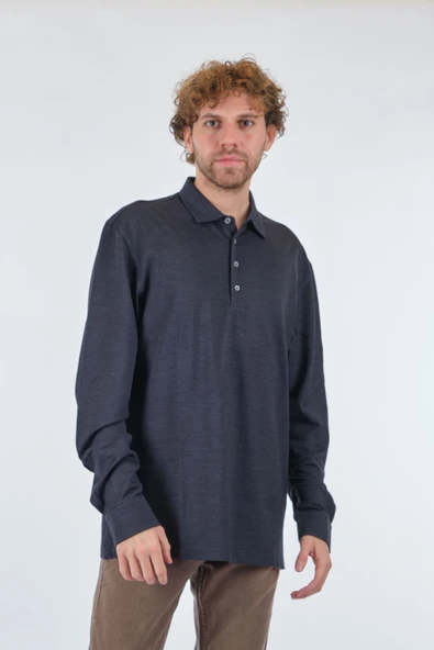 Gallus Oversize Uzun Kol Polo Yaka Erkek Sweatshirt - Günlük & Şık ürün görseli 1