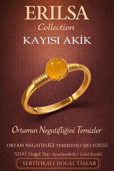 Sertifikalı Ortam Negatifliği Temizleyici Enerji Yüzüğü – Kayısı Akik Ayarlamalı Başak Terazi Burcu ürün görseli 1