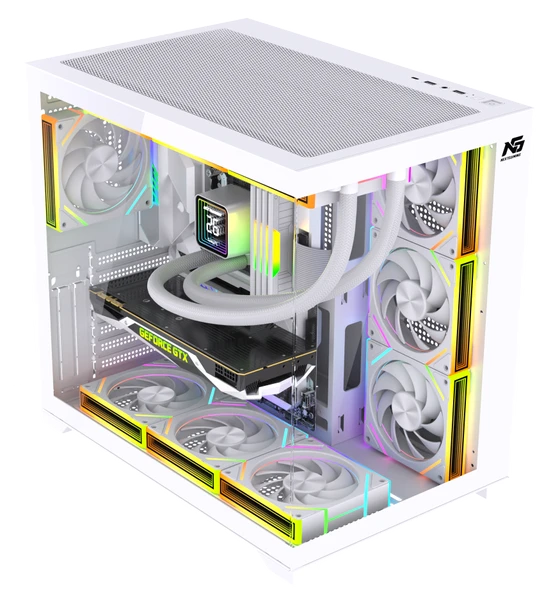 Alpha Neon 7x ARGB Fan Kumanda ve Kontrolcü ATX Boş Bilgisayar Kasası Beyaz ürün görseli 1