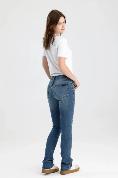 #KadınJean Vintage Renkte Indigo Denim Monica24 Boot Cut Yumuşak Doğal His Veren Kadın Jean Pantolon ürün görseli 1