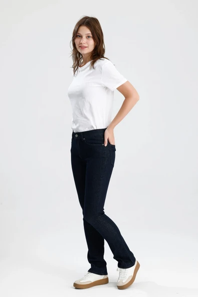 #KadınPantolon Koyu Indigo Denim Boot Cut Kesim Monica24 Rahat Kadın Jean Pantolon ürün görseli 1