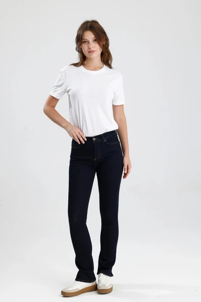 #KadınPantolon Koyu Indigo Denim Monica24 Boot Cut Kesim Yumuşak Doğal His Veren Kadın Jean Pantolon ürün görseli 1