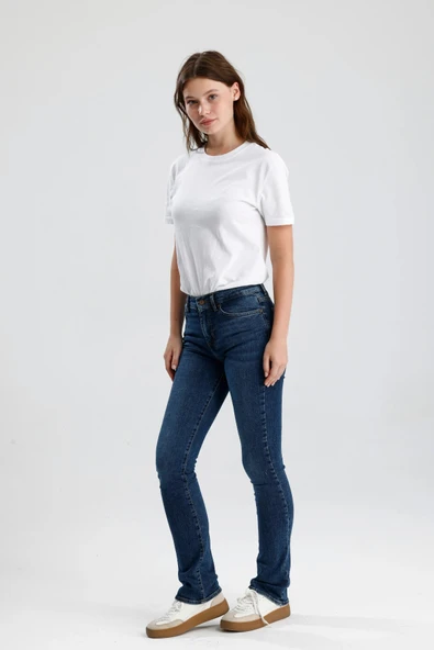 #KadınPantolon Koyu Indigo Denim Monica24 Boot Fit Kesim Yumuşak Doğal His Veren Kadın Jean Pantolon ürün görseli 1