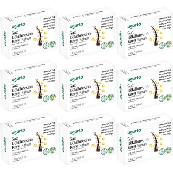 Agarta El Yapımı Doğal Sabun 150GR Saç Dökülmesine Karşı (9 Lu Set) ürün görseli 1