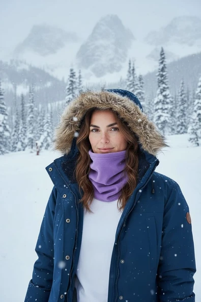Kadın Polar Boyunluk Bere Lila ürün görseli 1