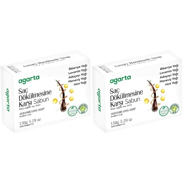 Agarta El Yapımı Doğal Sabun 150GR Saç Dökülmesine Karşı (2 Li Set) ürün görseli 1