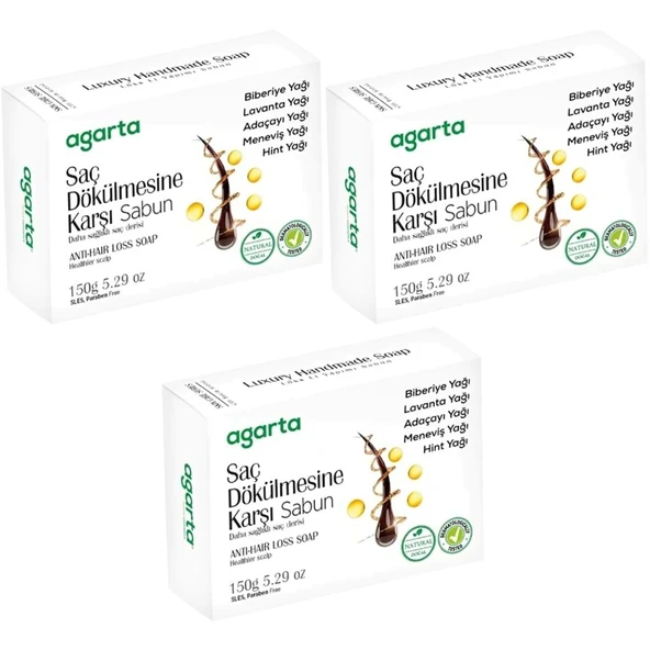 Agarta El Yapımı Doğal Sabun 150GR Saç Dökülmesine Karşı (3 Lü Set) ürün görseli 1