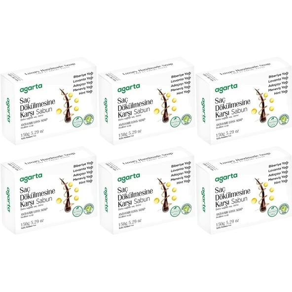 Agarta El Yapımı Doğal Sabun 150GR Saç Dökülmesine Karşı (6 Lı Set) ürün görseli 1