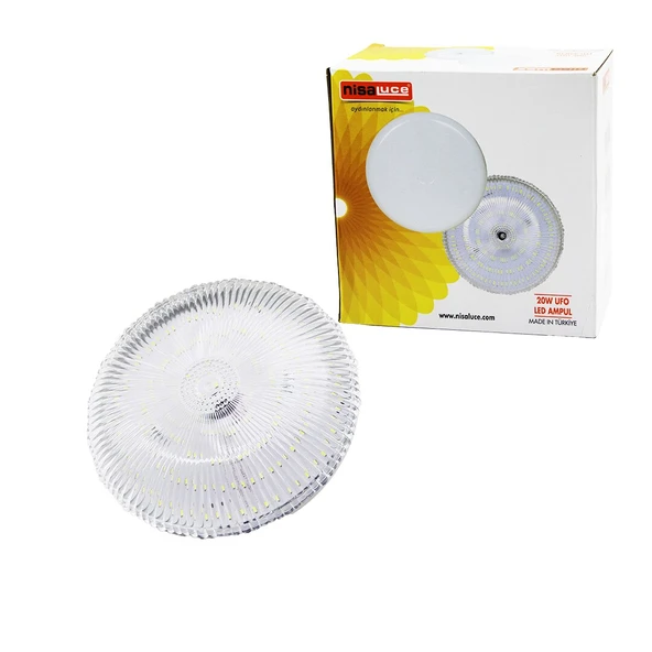 NİSALUCE EAMP-020K/B MİKA KRİSTAL CAMLI 20W UFO LED AMPUL BEYAZ=6500K (5250) ürün görseli 1