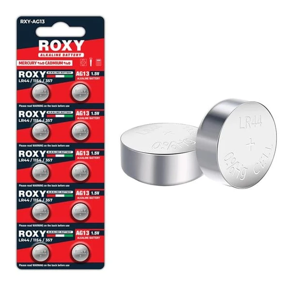 Roxy RXY-AG13 LR44/1154/357 1.5 Volt Alkaline Düğme Pil (10 LU Paket) ürün görseli 1
