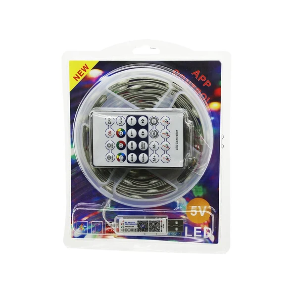 9MT  KUMANDALI - USB Lİ  RGB ŞERİT LED  0.4W/M - 20lm/led   -20+55°C (5250) ürün görseli 1