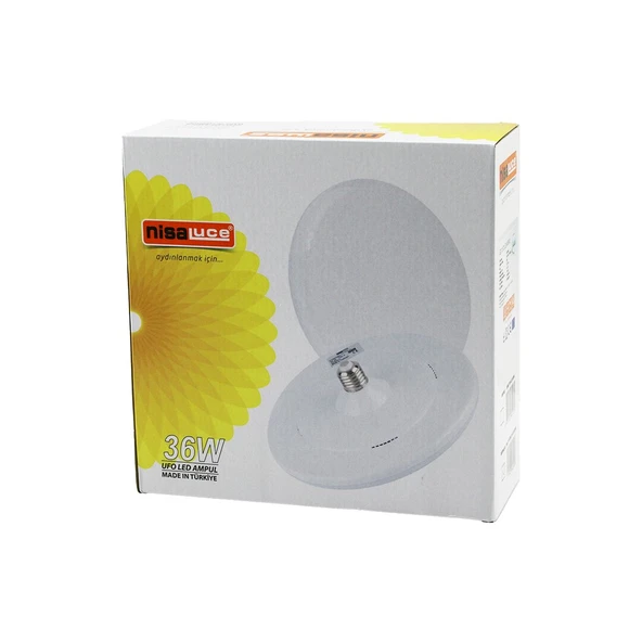 NİSALUCE EAMP-063/KB 36W E27 UFO TİPİ LED LAMBA AMPUL KRİSTAL DESENLİ MİKA PLS.KAPAK 6400K - 3240LÜMEN (5250) ürün görseli 1