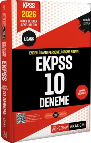 2026 E KPSS Lisans Engelli Kamu Personeli Seçme Sınavı Tamamı Çözümlü 10 Deneme Pegem Yayınları ürün görseli 1