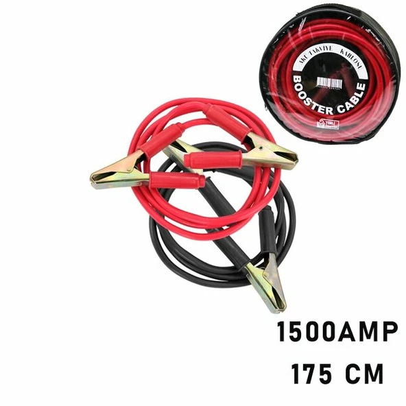 1500 AMPER KAMYON İÇİN AKÜ TAKVİYE KABLOSU 175CM - PENCERELİ BEZ ÇANTALI (5250) ürün görseli 1