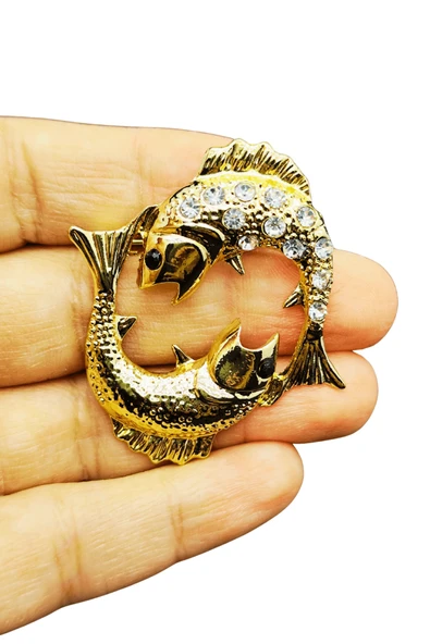 Pisces Duygusal Balık Broşu - Resim 3