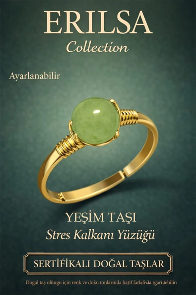 Sertifikalı Stres Kalkanı Enerji Yüzüğü – Yeşim Taşı Ayarlanabilir Gold İnce Model Akrep Yay Burcu ürün görseli 1
