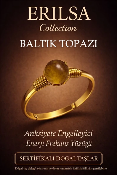 Sertifikalı Anksiyete Engelleyici Enerji Yüzüğü – Baltık Topazı Ayarlamalı Gold Oğlak Başak Burcu ürün görseli 1