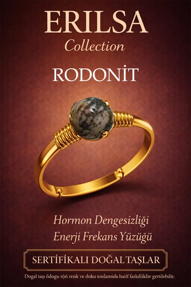 Sertifikalı Hormon Denge Enerji Yüzüğü – Rodonit Taşı Ayarlamalı Gold İnce Kasa Terazi Akrep Burcu ürün görseli 1