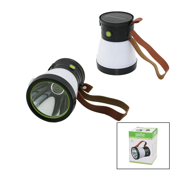 2İN 15W+360°SMDEL FENERİ SOLAR- USB ŞARJ POWERBANK 500LM IŞIK AYARI FLAŞÖR SUNİ DERİ KULP PT-8151 (5250) ürün görseli 1