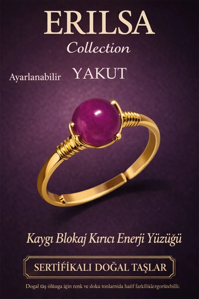 Sertifikalı Kaygı Blokaj Kırıcı Enerji Yüzüğü – Yakut Taşı Ayarlanabilir Gold Akrep Oğlak Koç Burcu ürün görseli 1