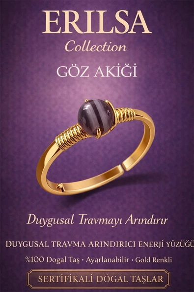 Sertifikalı Duygusal Travma Arındırıcı Yüzük – Göz Akik Taşı Ayarlamalı Yengeç Balık Akrep Burcu ürün görseli 1