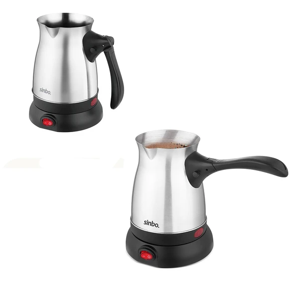 ÇELİK ELEKTRİKLİ CEZVE TÜRK KAHVE MAKİNESİ - 6FİNCAN=500ML 360 DERECE KABLOSUZ KULLANIM 600W SCM-2992 (5250) ürün görseli 1