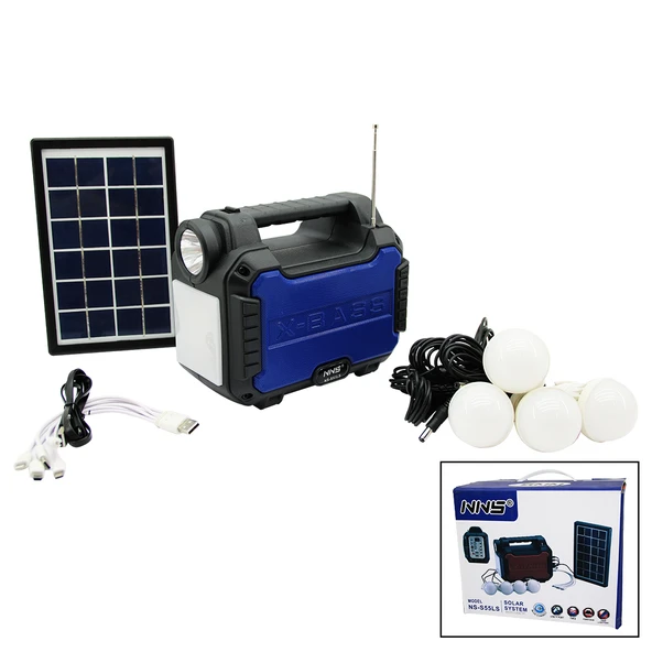 3IN1 - SOLAR 2İN1 SABİT EL FENERİ - RADYO - MP3 BLUETOOTH - USB/ TF PORT - 4 PARÇA  AMPUL KABLOLU - POWERBANK (5250) ürün görseli 1