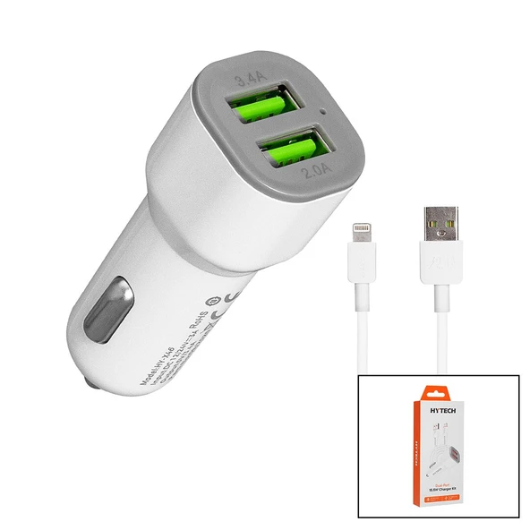 İPHONE - KABLOLU  OTO - ARAÇ ÇAKMAKLIK ŞARJ BAŞLIK SET  3.1A - 15.5W - 1MT KABLO  HY-X44 (5250) ürün görseli 1