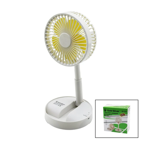 MASA ÜSTÜ VANTİLATÖR USB ŞARJIL KATLANIR FAN=13.6CM - UZAYAN AYAK=11-16CM 180 DERECE TELEFONLUKLU GS-275 (5250) ürün görseli 1
