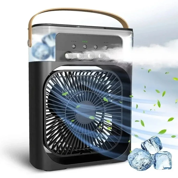 Taşınabilir 3 Farklı Mod Ayarlı 7 Farklı Led Işıklı Sulu Soğutmalı Taşınabilir Masaüstü USB Fan Vantilatör (5250) ürün görseli 1