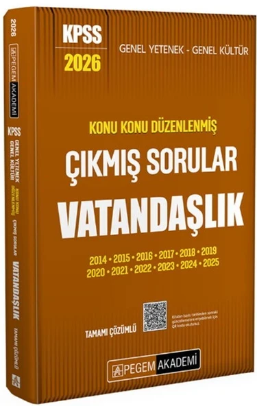 2026 KPSS GYGK Vatandaşlık Konu Konu Düzenlenmiş Tamamı Çözümlü Çıkmış Sorular Pegem Akademi ürün görseli 1