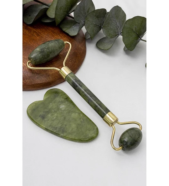 Jade Roller Gua Sha Taşı Seti - Resim 2
