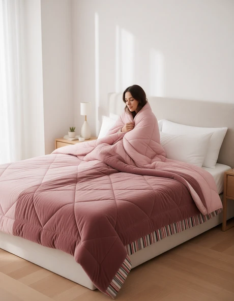 Wellsoft Çift Kişilik Yorgan 195×215 cm – Yumuşak, Nefes Alabilir,Gül Kurusu ürün görseli 1