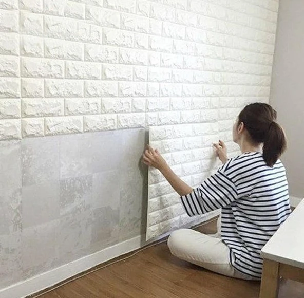 3D Tuğla Desenli Kendinden Yapışkanlı Duvar Paneli 58x38 cm ürün görseli 1