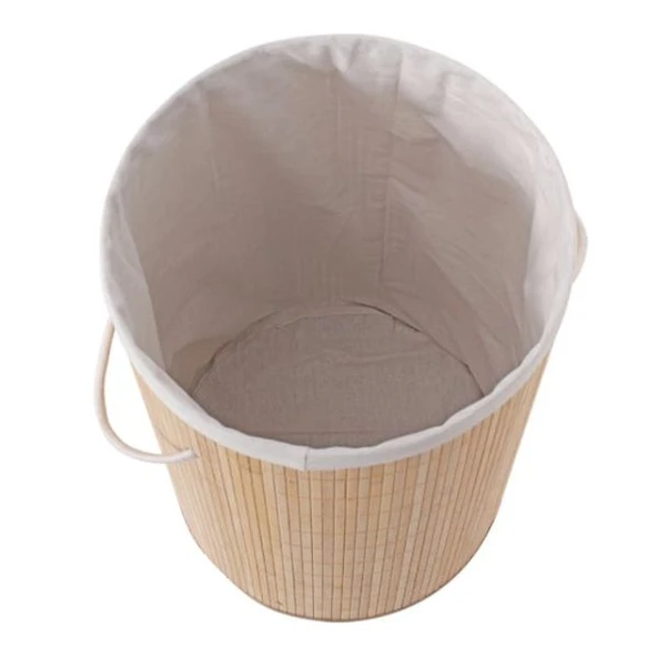 DecoHandy Yuvarlak Bambu Kirli Sepeti - Resim 3