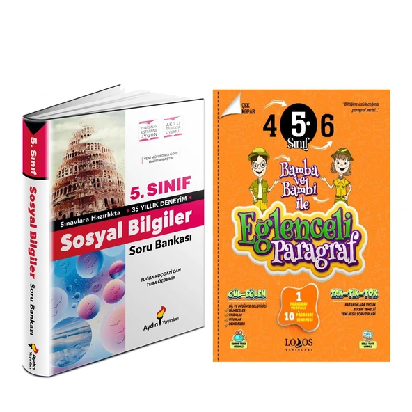 Aydın Yayınları 5.Sınıf Sosyal Bilgiler ve Lodos Eğlenceli Paragraf Soru Bankası Seti 2 Kitap ürün görseli 1