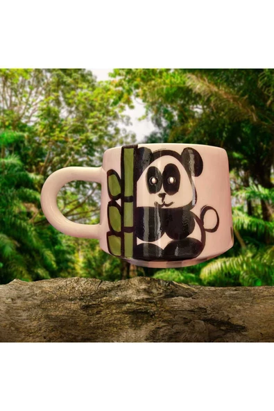 2'Li El Yapımı Panda İşlemeli Kupa - Resim 3