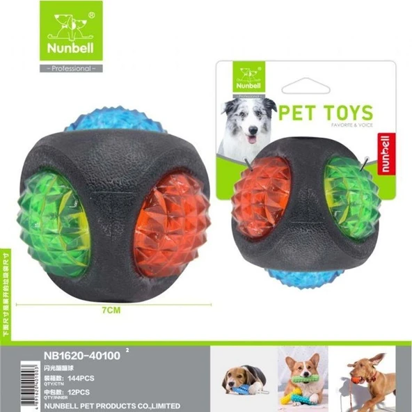 Nunbell Plastik Işıklı Top Köpek Oyuncağı 7 cm ürün görseli 1