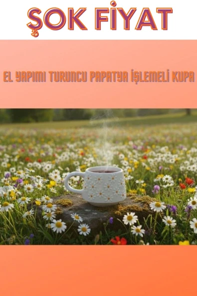 El Yapımı Sarı Papatya İşlemeli Kupa - Resim 2
