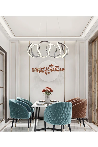 LİVORA LIGHTING Örümcek Model 3 Renkli Modern Krom Led Avize - Resim 2