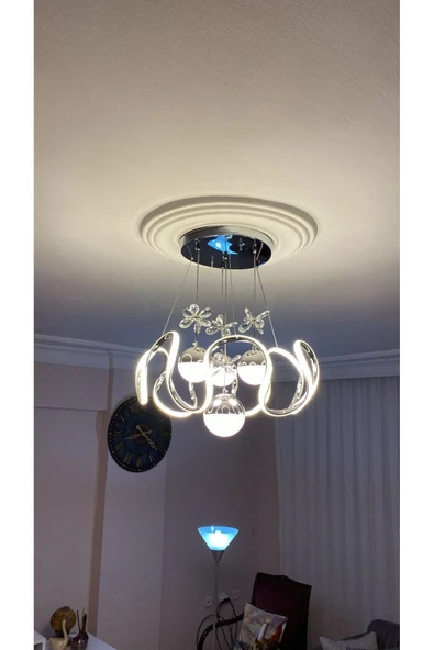 Retro MODERN LED AVİZE 4 TOPLU KROM KAPLAMALI - Resim 3