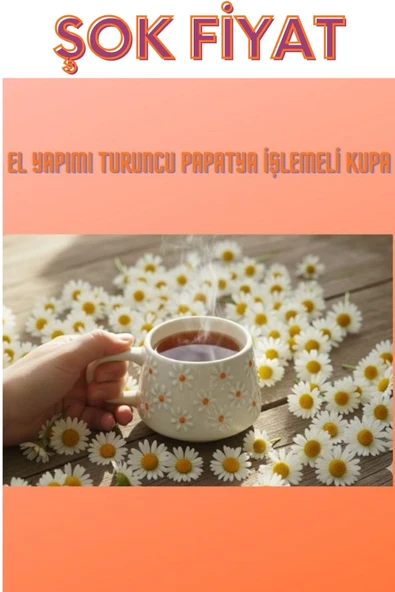 El Yapımı Sarı Papatya İşlemeli Kupa ürün görseli 1