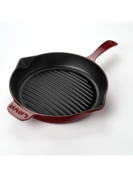 Lava Döküm Yuvarlak Izgara Tava Döküm Demir Yekpare Saplı Konkav Taban 12mm. Çap 28cm. ürün görseli 1