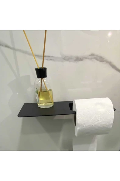 shop Metal Mat Siyah Telefon Raflı Tuvalet Kağıtlığı ürün görseli 1
