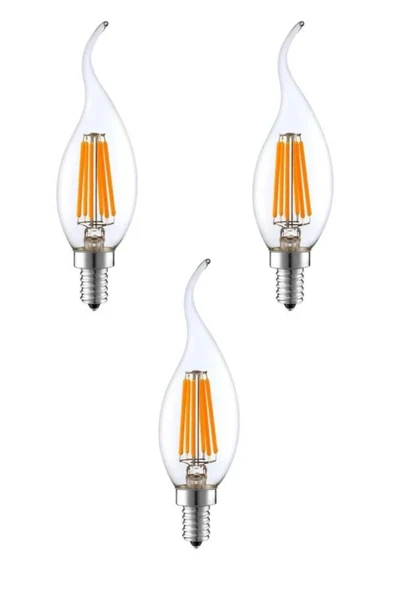 LİVORA LIGHTING Rustik Kıvrık 4W E14 LED Ampul 400lm (3LÜ ) ürün görseli 1