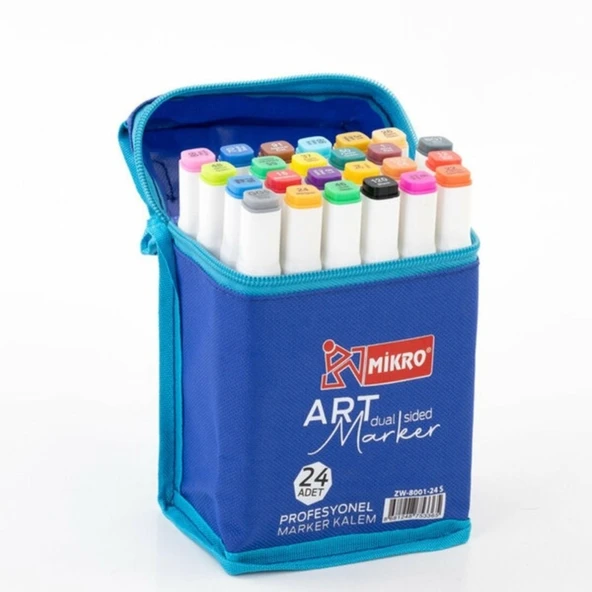 Mikro Çift Uçlu Fosforlu Kalem Art Marker 24 Renk ürün görseli 1