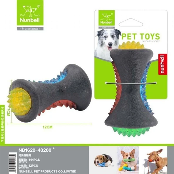 Nunbell Plastik Işıklı Kemik Köpek Oyuncağı 12 cm ürün görseli 1