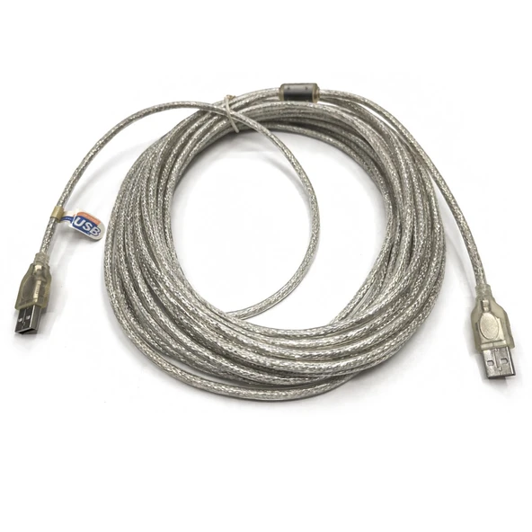 Usb 2.0 erkek erkek şeffaf şarj ve data kablosu 10m ürün görseli 1