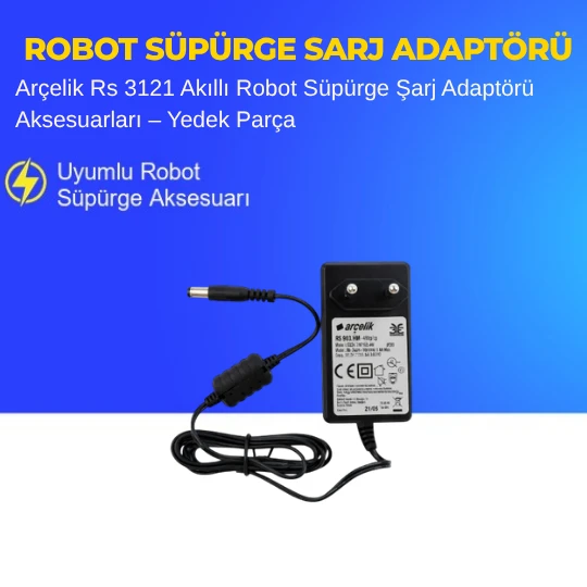 Arçelik Rs 3121 Akıllı Robot Süpürge Şarj Adaptörü Aksesuarları – Yedek Parça ürün görseli 1